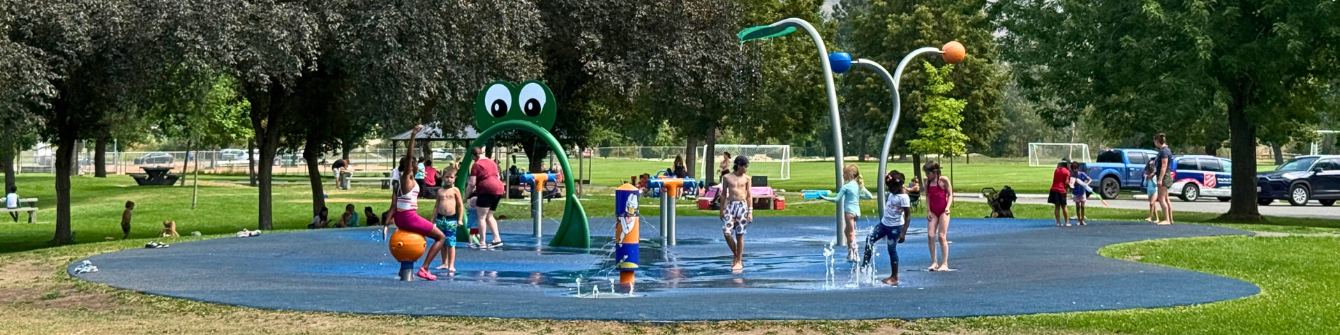 Kids playing in the water park