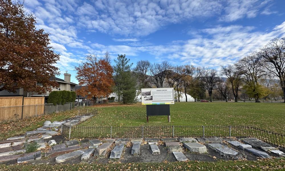 grave markers at cemetery