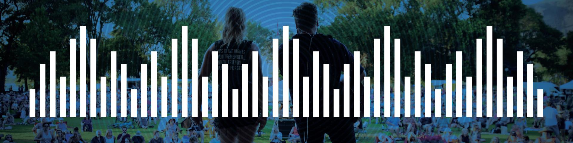 white sound wave graphic